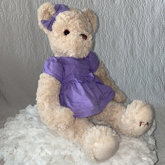 FAO Schwarz 2016 Stuffed Purple Dress & Bow Geoffrey Bear - Picture 5 of 10